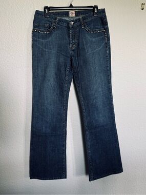X2 Denim Laboratory Bling Embellished Boot Cut Jeans 8